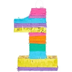 Piñata pequeña número 1 arcoíris para suministros de_6
