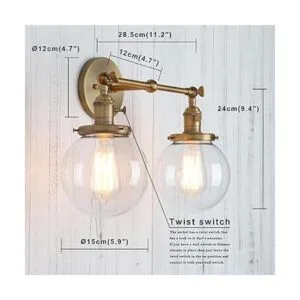 Permo Aplique doble vintage industrial antiguo con 2 luces_2