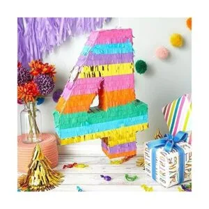Piñata pequeña de arcoíris número 4 para fiesta de_3