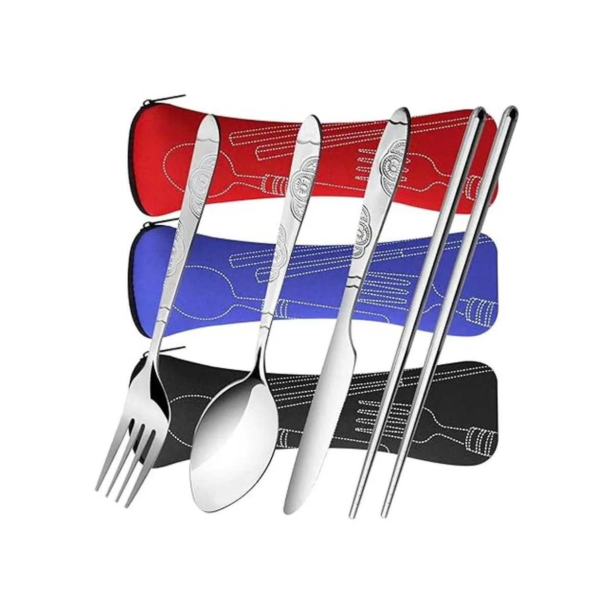 Arroyner Juego de 3 cubiertos reutilizables con cuchillo_4