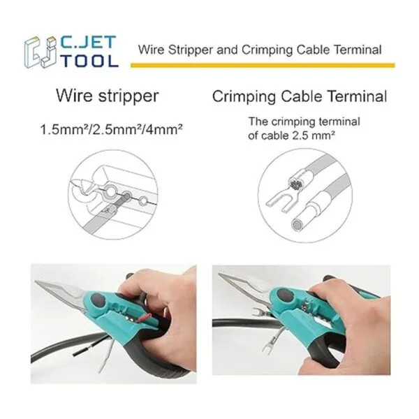 C.Jet Tijeras de electricista profesional de acero_5