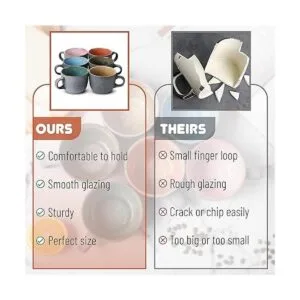 BTaT Juego de 6 tazas de café 14 onzas 14.0 fl oz