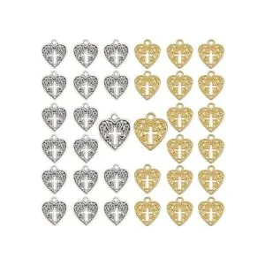 PH PandaHall 80 dijes de cruz de corazón huecos de amor a