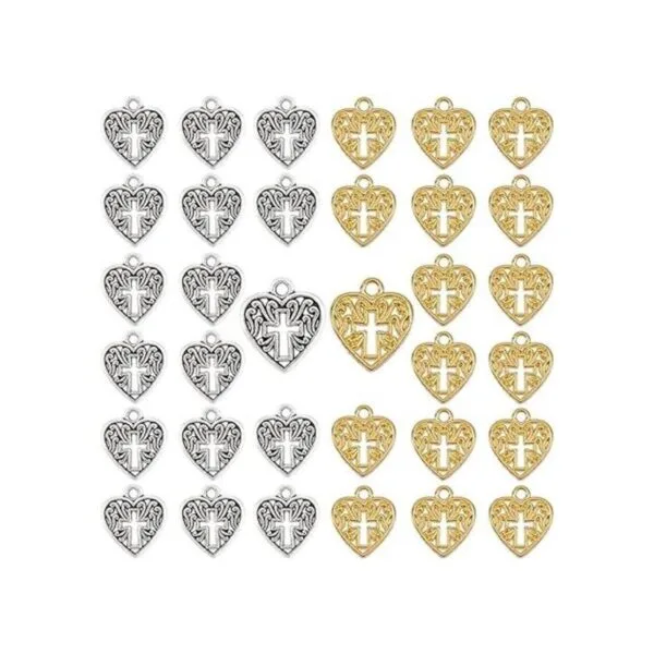PH PandaHall 80 dijes de cruz de corazón huecos de amor a