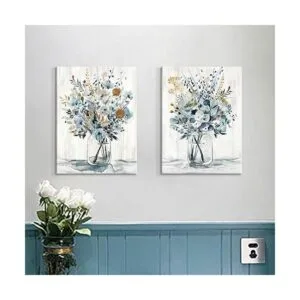 Lienzo floral para pared ramo de flores abstractas en