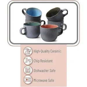 BTaT Juego de 6 tazas de café 14 onzas 14.0 fl oz