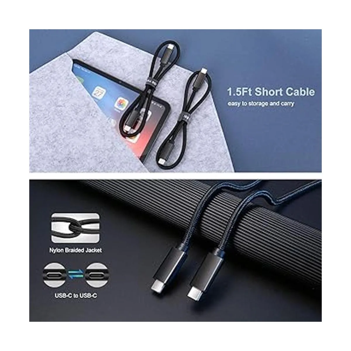 Besgoods Cable USB C a USB C corto de 100 W USBC 3.1_2