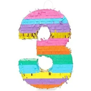 Piñata pequeña de arcoíris número 3 para fiesta de_3