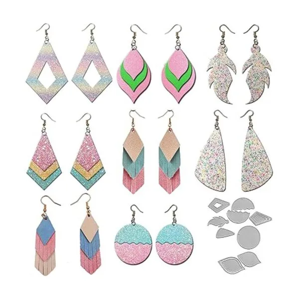 Juego de 9 piezas de aretes troquelados aretes de gota