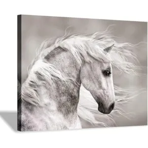 Horse Canvas Wall Art Animal in The Wind Artwork Picture