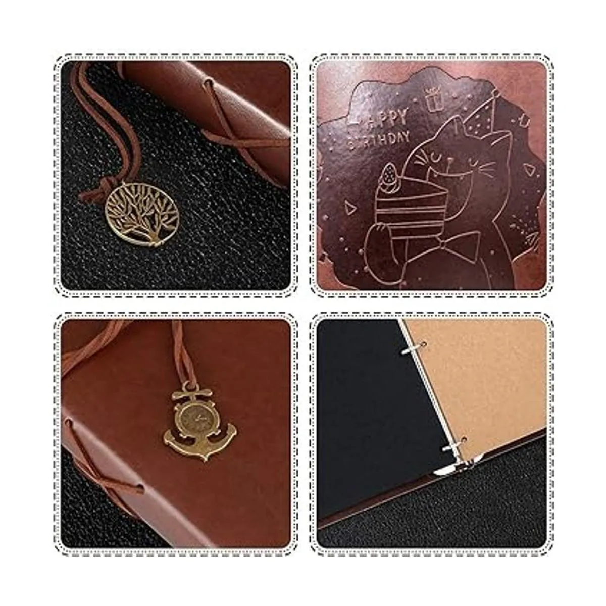 ThxMadam lbum de fotos de cuero vintage recargable