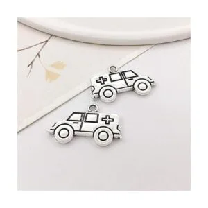 Antiguo tono plata Medico encantos jeringa estetoscopio