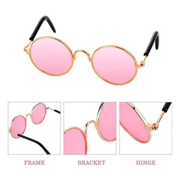 Gafas de sol redondas de metal para mascotas 10 unidades