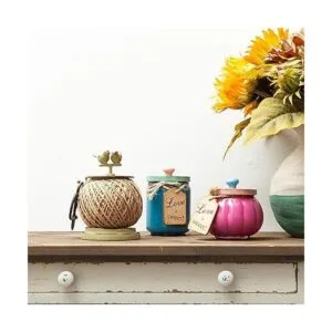 SOFFEE DESIGN Juego de carrete de yute vintage con soporte