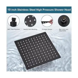 Midanya Sistema de ducha de lluvia negro mate de 10_4