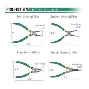 Queta Juego de 4 alicates de anillo a presión de 7
