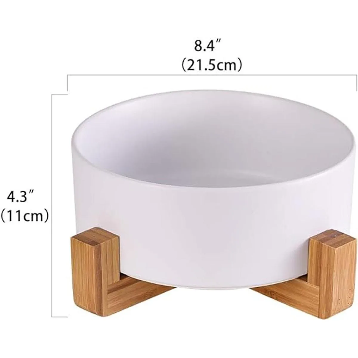 Cuencos de cerámica para perros con soporte de madera_2