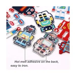 14 parches bordados con diseño de robot para coser o