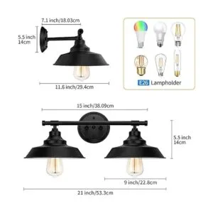 Lámparas de tocador negras para baño lámparas rústicas de_3
