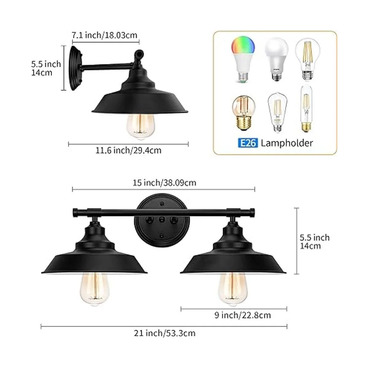 Lámparas de tocador negras para baño lámparas rústicas de_3