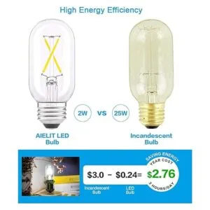 AIELIT Bombilla LED de 2 W E26 equivalente a 25 W luz_3