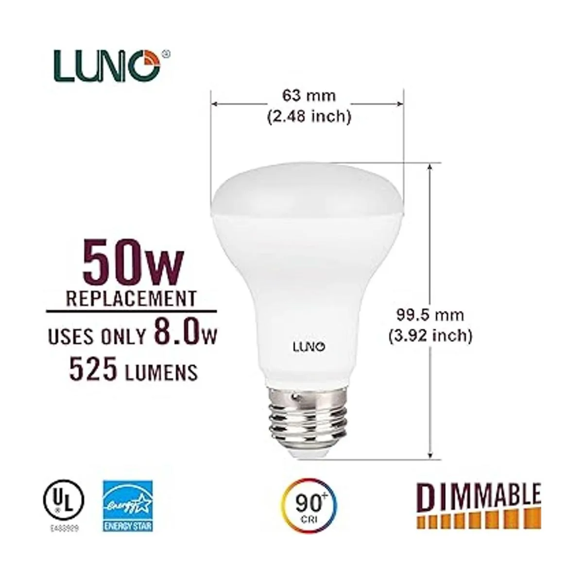 LUNO R20 Bombilla LED regulable CRI 90 8 W equivalente_3