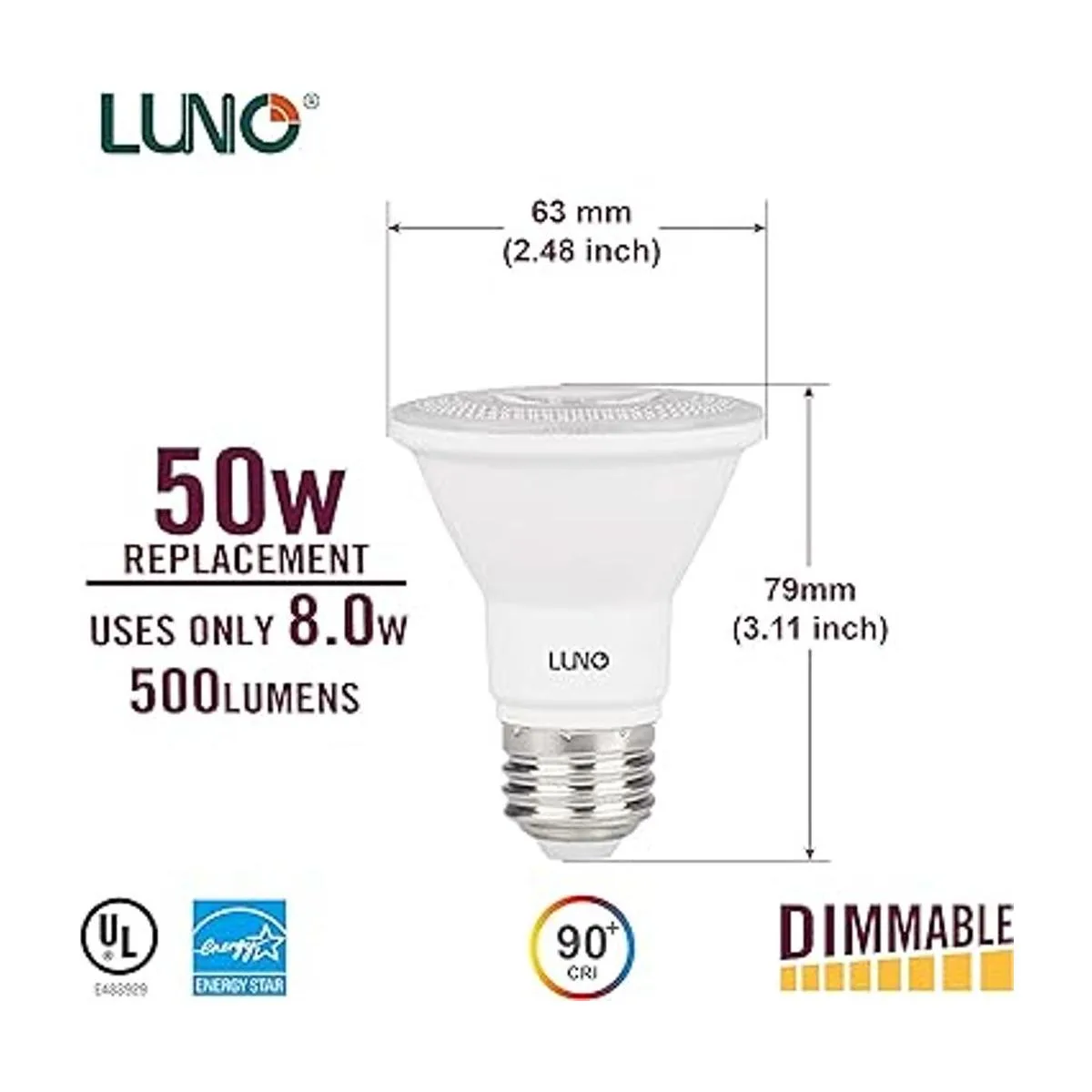 LUNO PAR20 Bombilla LED regulable CRI 90 8 W_3