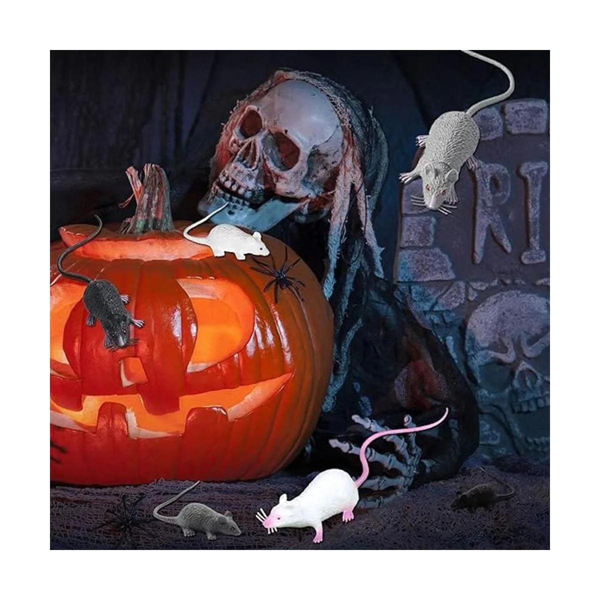 Cotiny 12 piezas de ratas falsas de plástico para