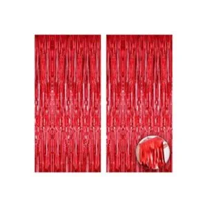 Cortina de flecos de papel de aluminio color rojo_1