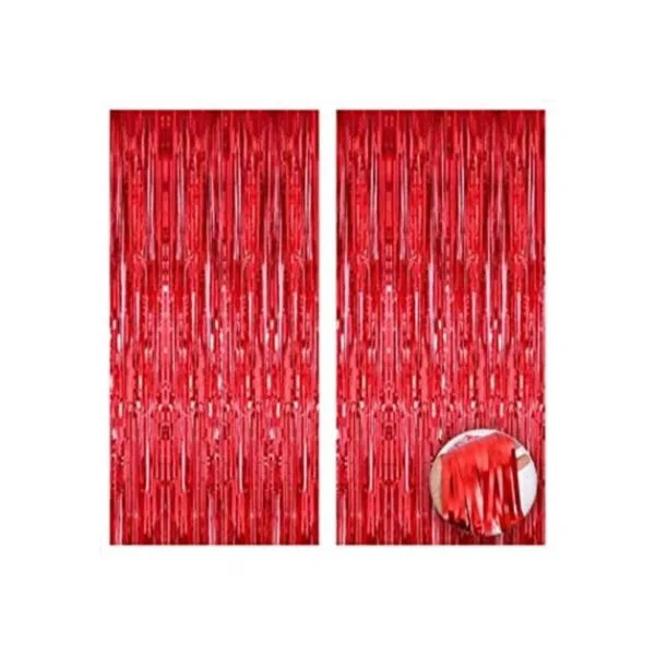Cortina de flecos de papel de aluminio color rojo_1