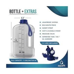 AQUAFIT Botella de agua de 1 galón con marcador de_4