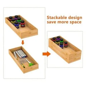 Caja organizadora de cajones de bambú para cocina juego_6