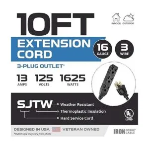 Cable de extensión negro de 9.8 ft con 3 tomas de_2
