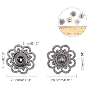 NBEADS 24 juegos de botones a presión de aleación de