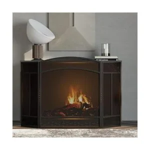 Fire Beauty Pantalla de chimenea de 3 paneles de hierro