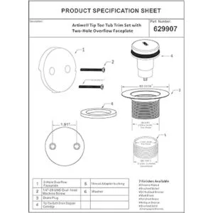 Artiwell Juego de molduras de bañera de punta con placa