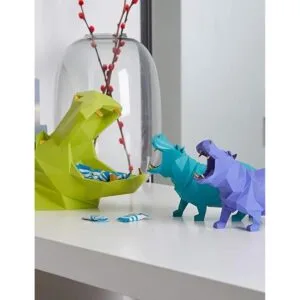 HAUCOZE Figura decorativa de hipopótamo diseño de animales_4