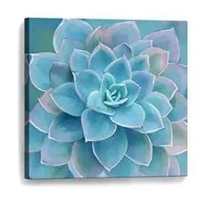 Decoración de baño de suculentas azules arte de pared_1