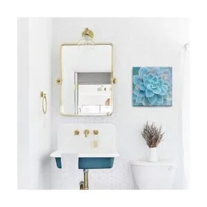 Decoración de baño de suculentas azules arte de pared_5