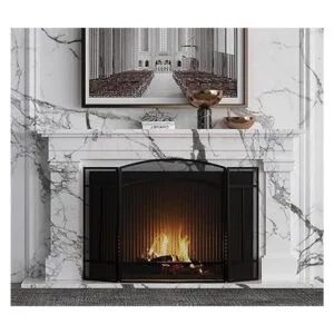 Fire Beauty Pantalla de chimenea de 3 paneles de hierro