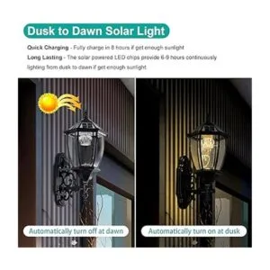Lámpara de pared solar con sensor de luz impermeable