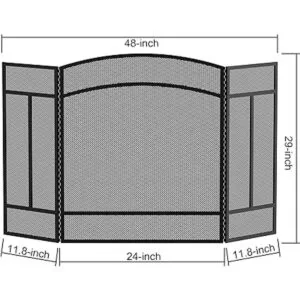 Fire Beauty Pantalla de chimenea de 3 paneles de hierro