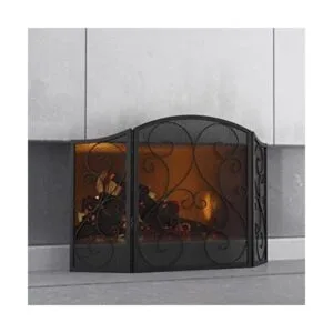 Fire Beauty Pantalla para chimenea 3 paneles de hierro