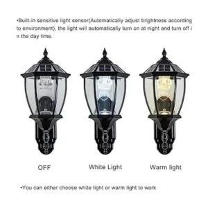 Lámpara de pared solar con sensor de luz impermeable