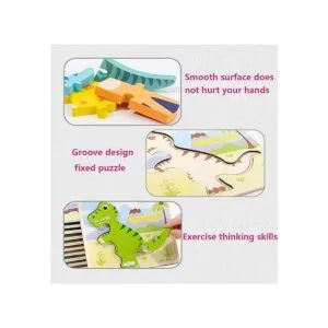 Juego de 6 rompecabezas de madera con diseño de dinosaurio_2