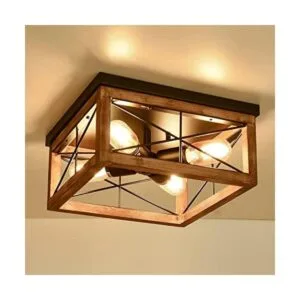 Eyassi Luces de techo de madera empotradas 4 luces de_1