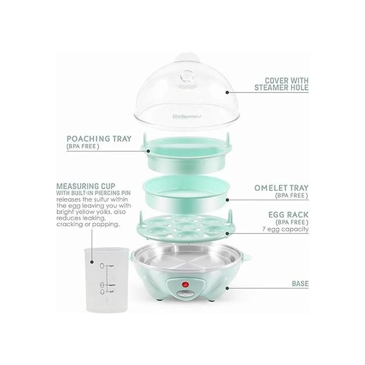 Elite Gourmet EGC007M Olla rápida para huevos 7 huevos_3