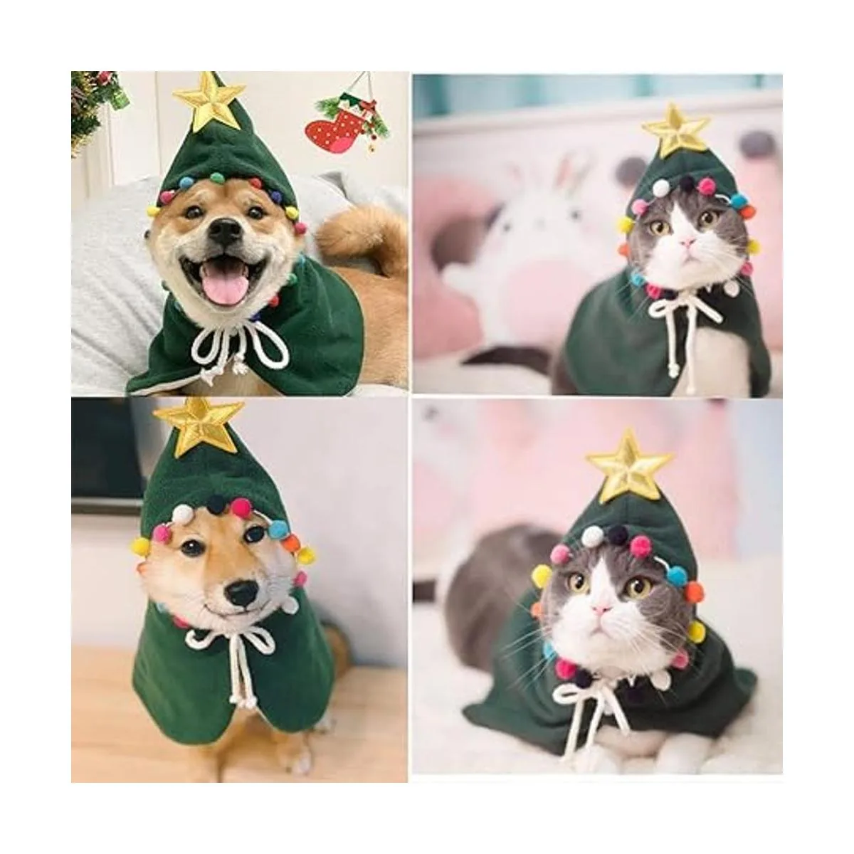 ANIAC Disfraz de Navidad para mascotas con estrellas y
