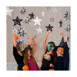 Guirnalda de estrellas con purpurina en color negro y gris