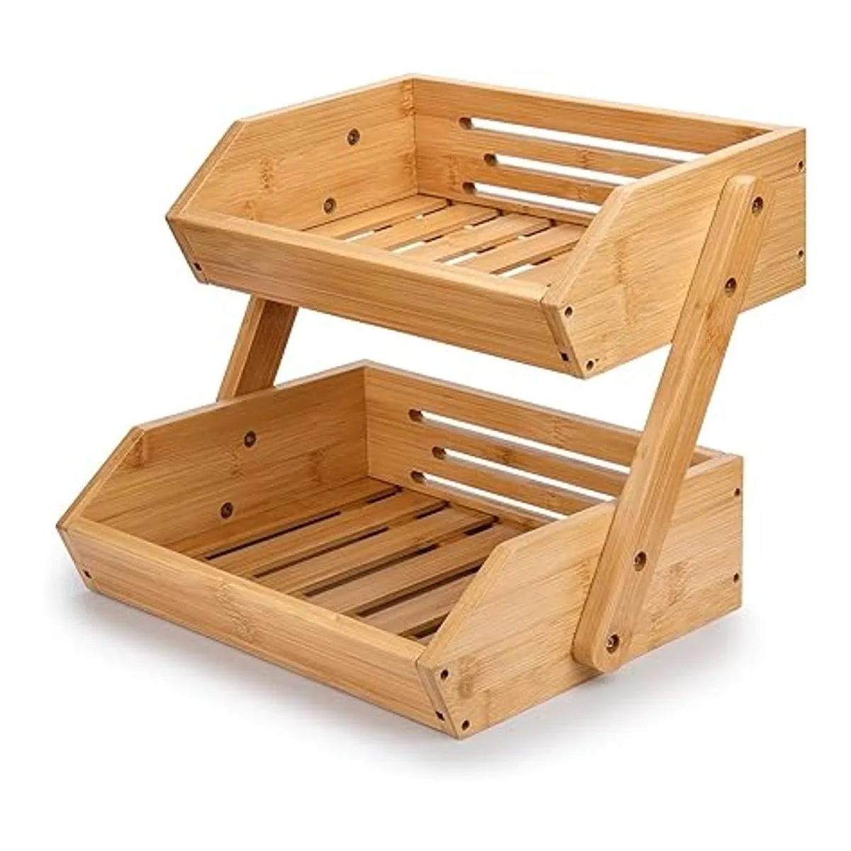 G.a HOMEFAVOR Cesta de frutas de bambú de 2 niveles para_1